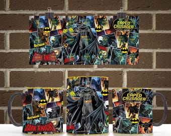 Dark Knight Hero 11oz 15oz Mug Wrap PNG | Comic Superhero Coffee Mug Seamless Sublimation Design | Digital Download PNG File