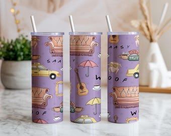 Coffeehouse Sitcom Tumbler Wrap | Retro Purple Pattern (Digital Download)