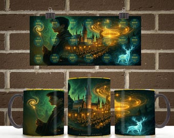 Harry Potter 11oz 15oz Mug Wrap PNG | Wizard Castle Coffee Mug Seamless Sublimation Design | Digital Download PNG File