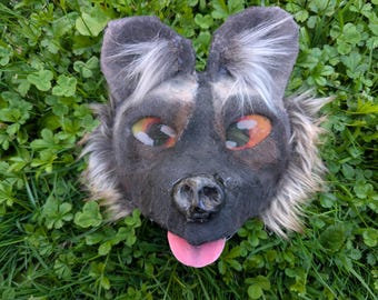 African Wild Dog Therian/Furry Mask Handmade Cosplay Mask Accessory for Animal and Canine Dog Lovers, Therians, Furry, Premade Therian Mask