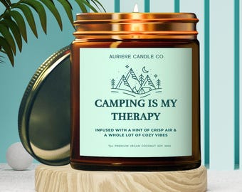 Camping Gifts, Camping is My Therapy Candle, Gift for Camping Lover, Adventurer, Hiking Gift for Nature Lover, Scented Candle