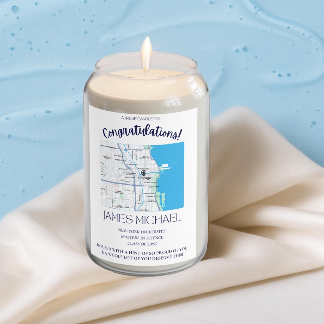 Personalized Graduation Map Candle, Coconut Soy Wax, Congratulations ...