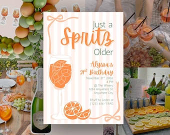 Aperol Spritz 21. Geburtstagseinladung: Bearbeitbare Canva-Vorlage (5 x 7 in digitaler Download