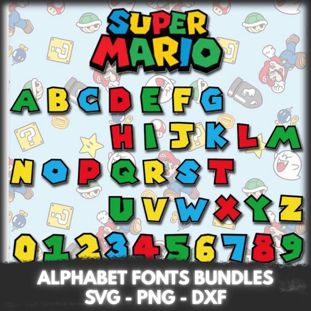 Super Mario Font, Mario Font, Super Mario Letters, Super Mario Font SVG ...