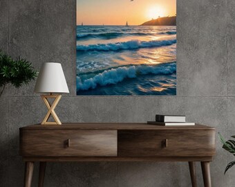 Coastal Sunset Seascape Print – Nautical Beach Home Decor