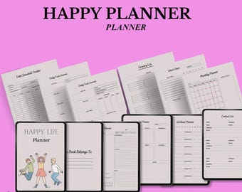 Happy Life Planner: Digital Daily, Weekly, Monthly Organizer (PDF Download)