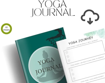 Modello di diario di yoga modificabile, stampabile, scaricabile digitalmente, pianificatore di meditazione e consapevolezza