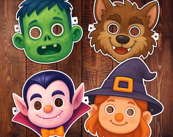 Monster Masks Printable Party Kit – 10 Monsters, 36 Games, Certificate & Invitations