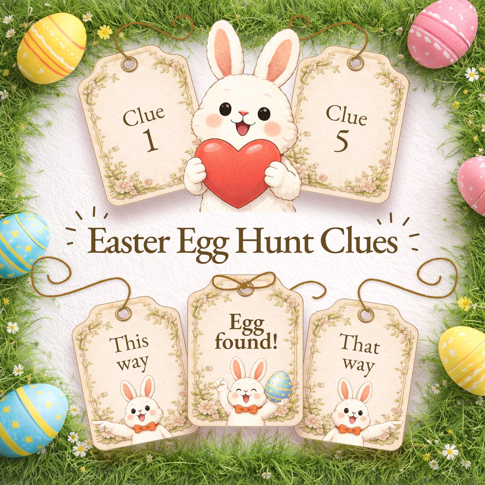 Easter Egg Hunt Clues Printable – Scavenger & Treasure Game for Kids ...