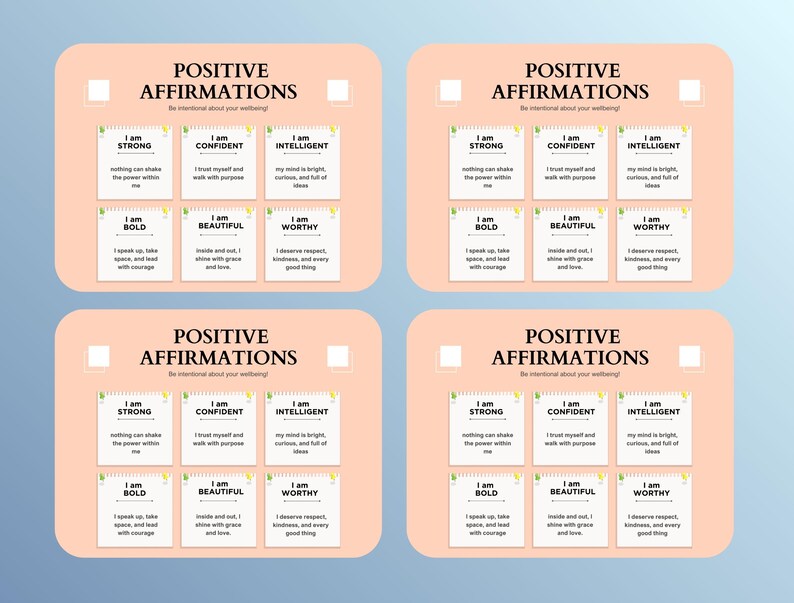 Positive Affirmation – Printable Motivational Quotes for Confidence and ...