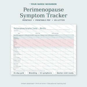 Perimenopause Symptom Log - Digital Download