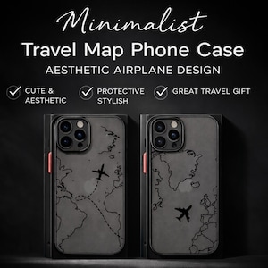 Airplane Topographic Line Phone Case for iPhone 17 Air, 16 Pro Max, 15 Plus, 14, 13 Mini, 12, 11, XS, 8, 7 – Minimalist Travel Map Cover