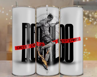Pack Of 2 Ronaldo Soccer Tumbler Wrap: Dark Style Custom Name PNG (Digital Download)