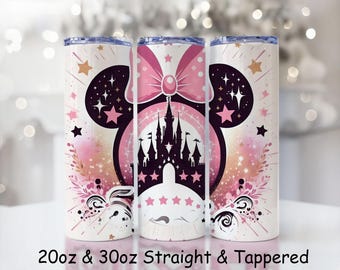 Pink Castle Mouse Tumbler Wrap: Girly Princess Design (PNG Digital Download)
