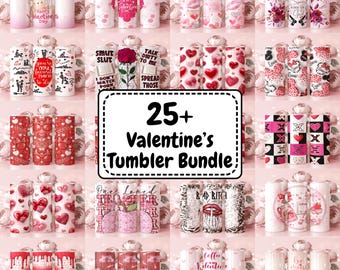 25+ Valentine Tumbler Wrap PNG Bundle | Love Quotes & Heart Designs | Sublimation Print | Instant Download