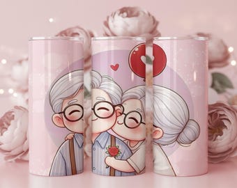 Valentine's Day Tumbler Wrap Bundle | Couple Design (PNG Digital Download