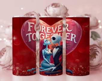 Gothic Skeleton Couple Tumbler Wrap, Spooky Valentine PNG (Digital Download)