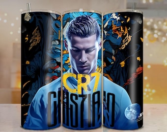 Soccer GOAT Ronaldo Tumbler Wrap | Customizable Name PNG | 20oz Sublimation Digital Download