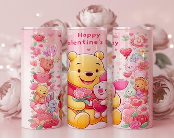 Valentine Couple Tumbler Wrap PNG | Romantic Sublimation Design (20oz Skinny Tumbler Digital Download)
