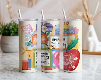 Lärare 20oz Tumbler Wrap PNG | Apple Classroom Small Tumbler Sublimeringsdesign | Digital nedladdning