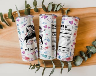 Nurse Life 59 cl tumblerwrap PNG | Sublimeringsdesign för sjuksköterska | Digital nedladdning av present till sjuksköterska