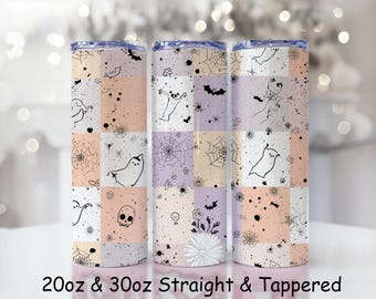 Halloween Tumbler Wrap PNG: Spooky Ghost, Pumpkin, Bat Design (Digital Download)