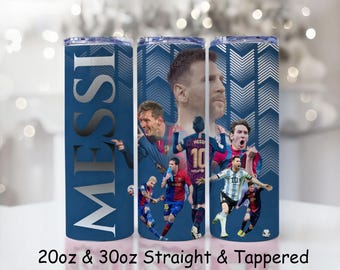 Lionel Messi Tumbler Wrap • Football Superstar Inspired PNG  • 20oz + 30oz Straight & Tappered