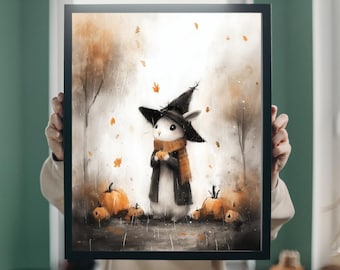 Witchlight Rabbit - Halloween Bunny Printable Wall Art (5x7, 8x10, 11x14, 16x20)