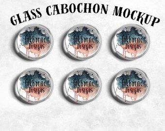 Glass Cabochon Canva Mockups — Realistic Dome Magnet/Jewelry Templates — Drag-&-Drop