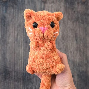 Handmade Crochet Laying Cat Plushie, Amigurumi Kitty Stuffy