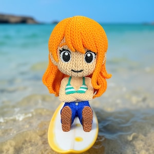 Knitted-Style Nami Figurine • Handmade 3D Printed Anime Collectible • One Piece Inspired Gift & Desk Decor