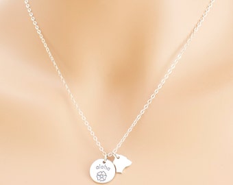 Aloha Necklace, Aloha Pendant, Sterling Silver, Hawaiian Jewelry, Hawaiian Jewelry, Gift Idea, BeadXS, Hawaii Jewelry, Aloha, Hawaii
