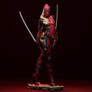 Lady Deadpool 3D druckbarer Ganzkörper STL | Weibliche Söldner Heldin Figur