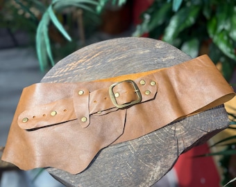 Cinturón de Cuero Tan - Estilo Western Boho Hecho a Mano - Color Canela
