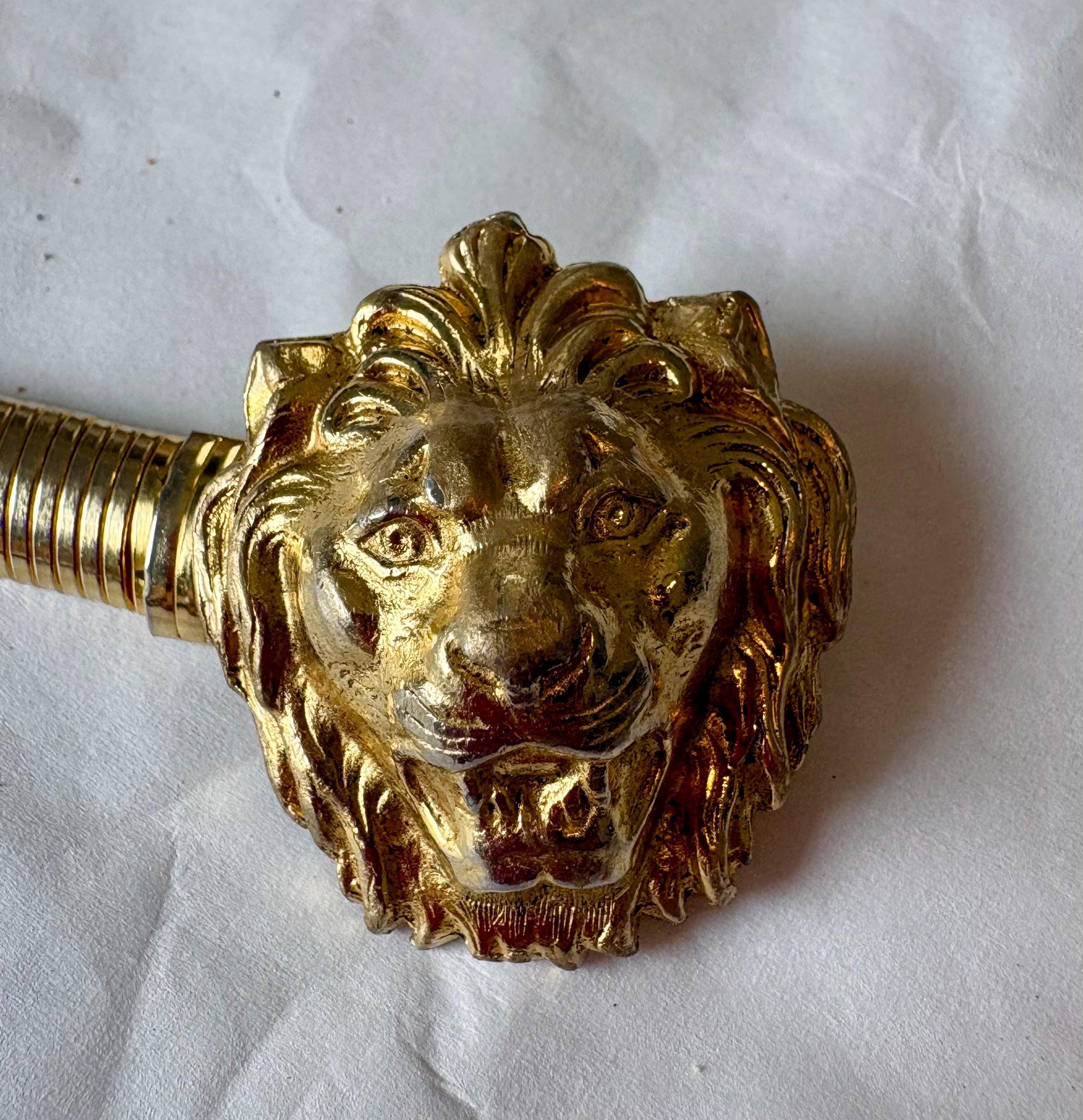 Vintage Accessocraft NYC Gold Lion Head Chain Belt  display picture 1