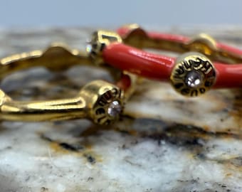 Henri Bendel Enamel Ring, 1980's Gold or Coral