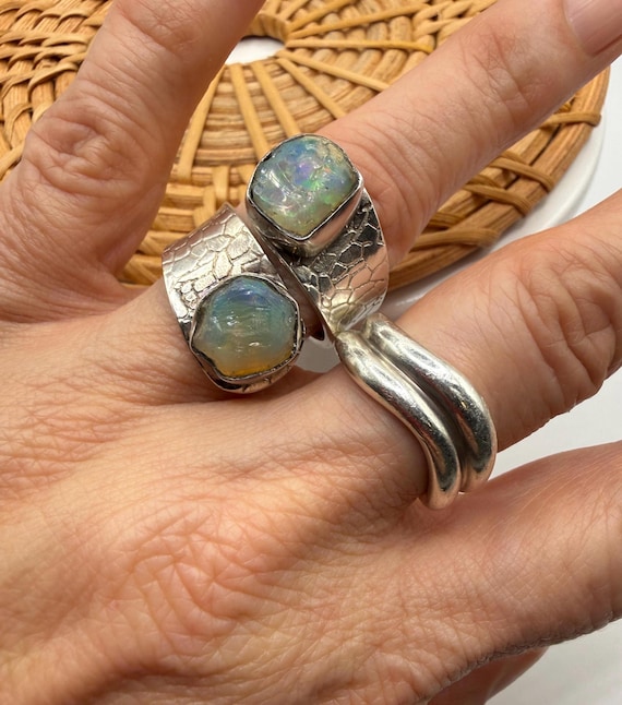 Sterling Silver Opal Bypass Adjustable Climber Ri… - image 2