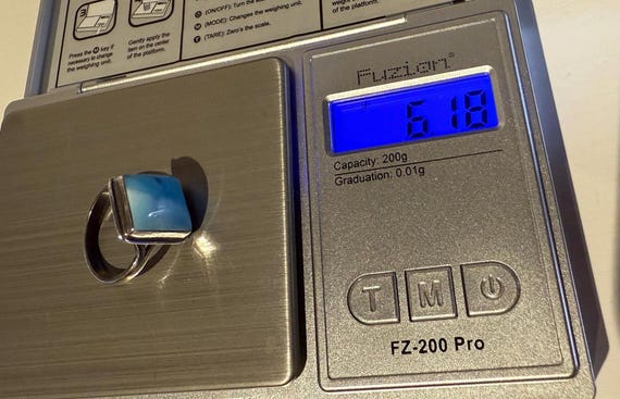 Larimar Stone Rectangular Ring Sterling Silver Si… - image 5