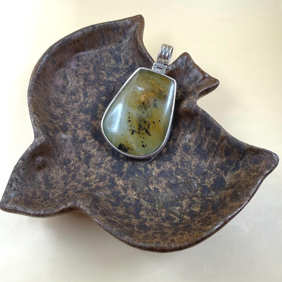 Earthy Jasper/Dendritic Agate Sterling Silver Pendant