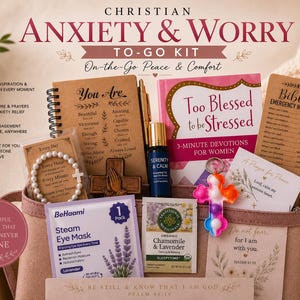 Christian Mental Health Anxiety Relief Kit, Anxiety Gift for Women, Faith Based Stress Relief, On The Go Comfort Kit, Worry & Panic Help