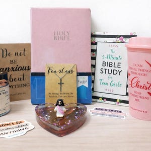 Pink Christian Teen Girl Faith Based Gift Box - Bible Study Box - With Handmade And Hand-Picked Items