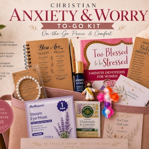 Christian Anxiety Relief Kit, Anxiety Gift for Women, Faith Based Stress Relief, On The Go Comfort Kit, Worry & Panic Help