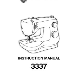 May include: Black and white line drawing of a Singer sewing machine. The Singer logo is at the top, with the words "INSTRUCTION MANUAL" and the number "3337" below the machine. The text "SINGER is sewing made easy." is at the bottom.