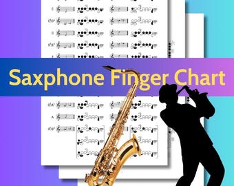 Saxophone Fingering Chart  Beginner to Advanced | Printable Sax Notes  Guide PDF & PNG | Music Students Digital Download - Etsy