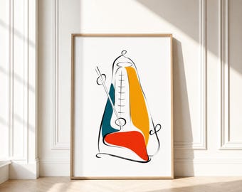 Metronome Wall Art - Music Teacher Gift, Mid Century Modern Art - Digital Download, Practice Room, Educational Decor