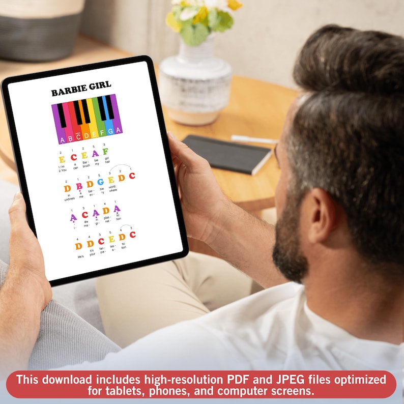 Barbie Girl – One-hand Beginner Piano PDF | Colored Notes & Letters for ...