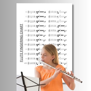 Tabla de digitación para flauta, desde principiantes hasta avanzados / PDF imprimible, PNG para estudiantes y profesores de flauta