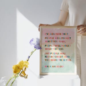 Maya Angelou Education Quote – Inspirational Printable Wall Art | Digital Download Classroom Poster | Teacher & School Decor