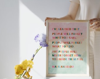 Maya Angelou Education Quote – Inspirational Printable Wall Art | Digital Download Classroom Poster | for Teacher & School Decors