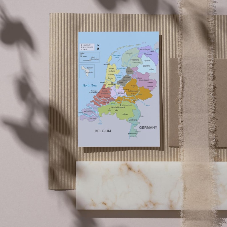 Netherlands Map Printable – Dutch Provinces Digital Poster | Geography ...